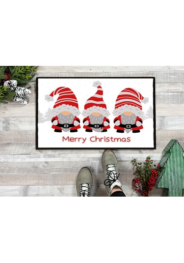 Yılbaşı Noel Yeni Yıl Kapı Önü Paspası 60x40 Cm Paspas Çok Renkli