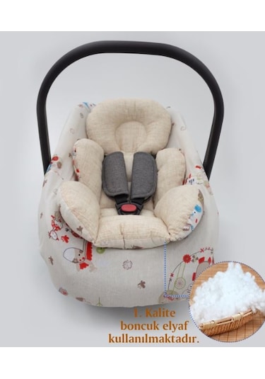 Mordesing Ortopedik Bebek Puset Minderi Pamuklu Kumaş Animal Serisi Beyaz