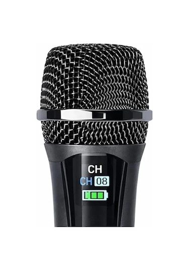 Profesyonel Çiftli Kablosuz Mikrofon Seti Karaoke Şarj Edilebilir 50 Metre