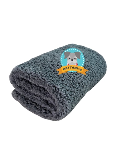 Beylini Peluş Kedi Köpek Battaniyesi Yıkanabilir 80 X 100 Cm Gri