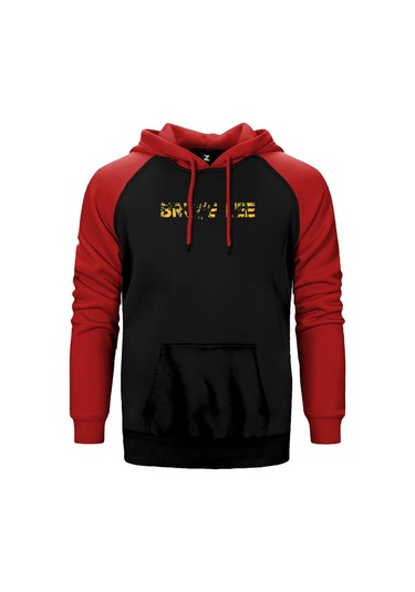 Bruce Lee Text Kırmızı Renk Reglan Kol Kapşonlu Sweatshirt Kırmızı