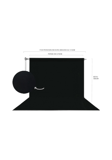 Hs Stüdyo Teknik 270x580cm Siyah Fon Perde Seti