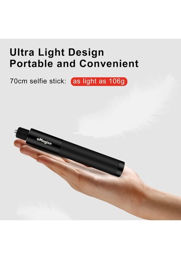 Sones Amagisn 70cm Görünmez Düz Çekmeli Selfie Çubuğu Spor Kamera Aksesuarları, Özellikler: Çubuk + 1/4 Dönüş 3 Çene + Vida