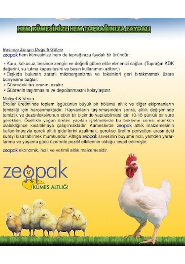 Zeopak Zeolit Hayvan Altlığı-100 Kg