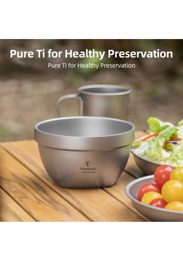 Tomshoo Ultralight Ti Çift Katmanlı Kase Açık Kamp Piknik Pirinç Gümüş