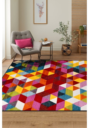 Colora Halı Koleksiyonu Yumuşak Renkli Kare Halı, Tozumaz, Modern Tasarım Ve Kolay Temizlik Multi 2