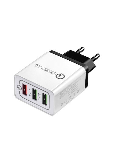 Xiyyadms 3 Usb Qc 3.0 Hızlı Şarj Cihazı, 100-240v Ev/seyahat, İos/android Uyumlu, Avrupa Standartı Renk Rastgele