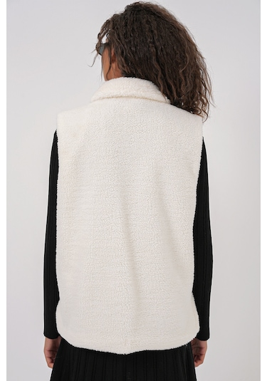 Bigdart 6793 Peluş Yelek - Beyaz