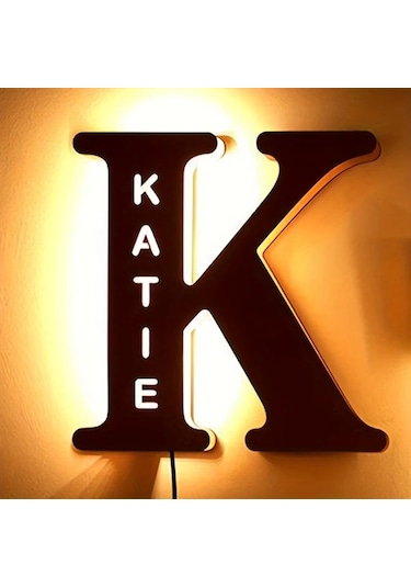 Honeybeeshop K Zouwıı Kisileseltirilmis Led Duvar Gece Lambasi Ozel Isim Tarih Geri Donusturulmus Ahsap Usb Yatak Odasi Dekoru Yil Donumu Hediyesi Beyaz