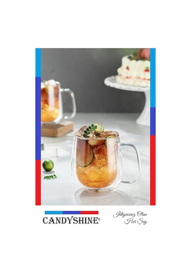 Çift Camlı Çift Çidarlı Bardak 300ml Ev Ofis Fincanı Çift Katlı