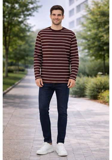Alexander Gardi Alexandergardı Çizgili Sweatshirt E22-73201 Bordo