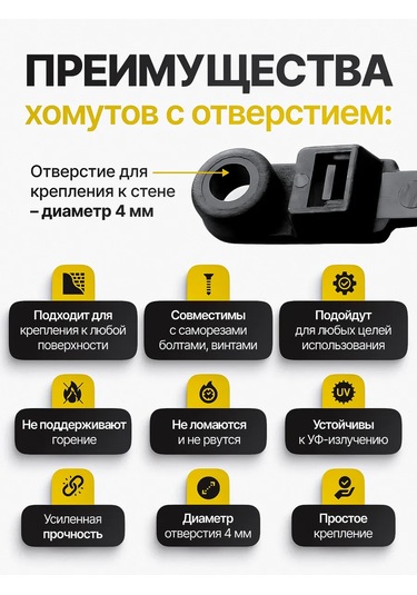 Pasport Kacestva Vida Delikli Siyah 3.6x200 Kablo Bağlama Kelepçesi 366743219