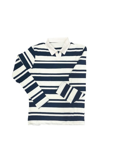 Fazra Erkek Polo Yaka Çizgili Triko Kazak 2025 Lacivert