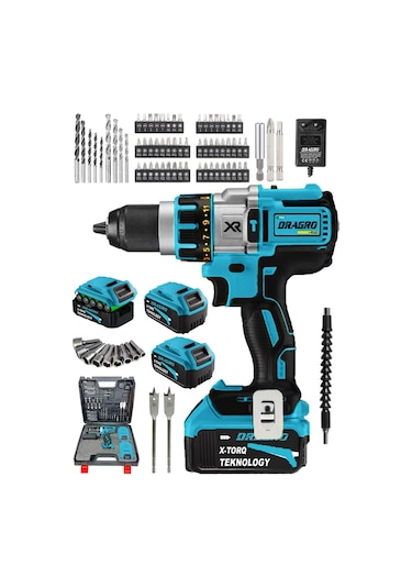 Dragro Alman DRG-18XXR 18 V Darbeli 5 Pilli M Şarjlı Matkap Akülü Vidalama