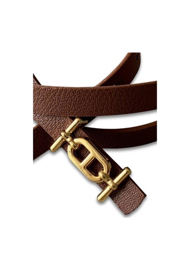 Vos Versa İnce Gold Tokalı Siyah İnce Kadın Kemeri Vosdk0212101 Taba