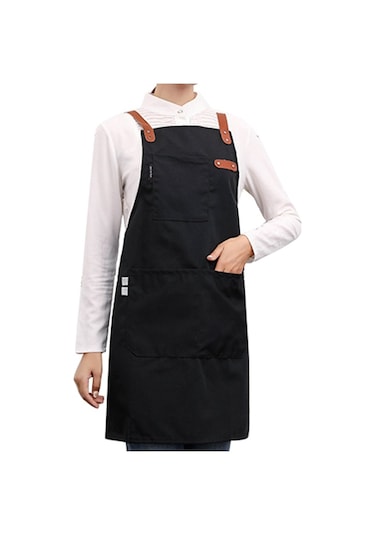 Siyah Berber Ayarlanabilir Deri Pişirme Mutfak Önlüğü Kadın Erkek Şef Garson Cafe Shop Barbekü Kuaför Önlükleri Önlük Önlük