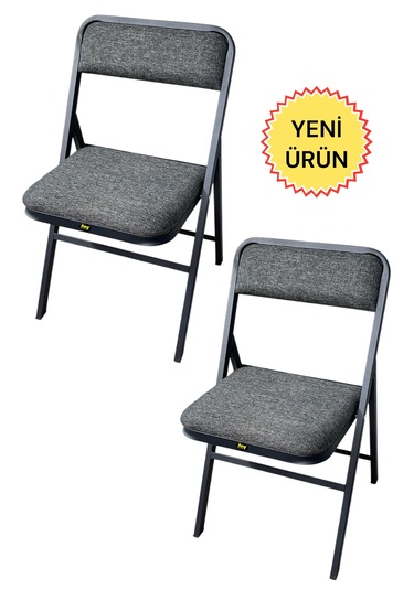 Hey 2'li Katlanır Kamp Sandalyesi Piknik Sandalyesi Gri