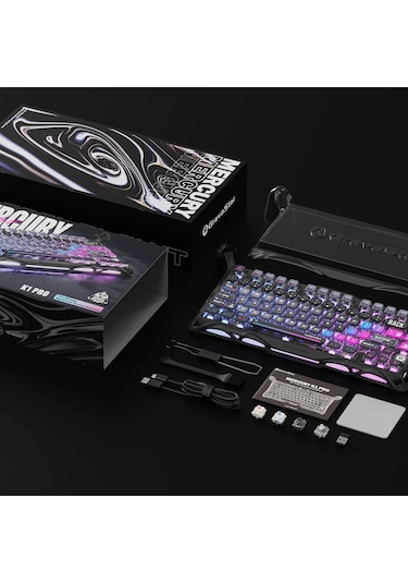 Gravastar Mercury K1 Pro Rgb Kablosuz Mekanik Gaming Klavye, Alüminyum Çerçeveli, İngilizce Q, Galax