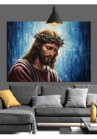 Kutsal Taçlı İsa Mesih Dekoratif Kanvas - Mdf Ahşap Tablo