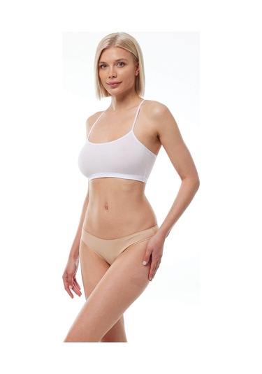 Malabadi 183 2'li Paket Kadın Modal Düşük Bel Iz Yapmayan Slip & Külot Ten