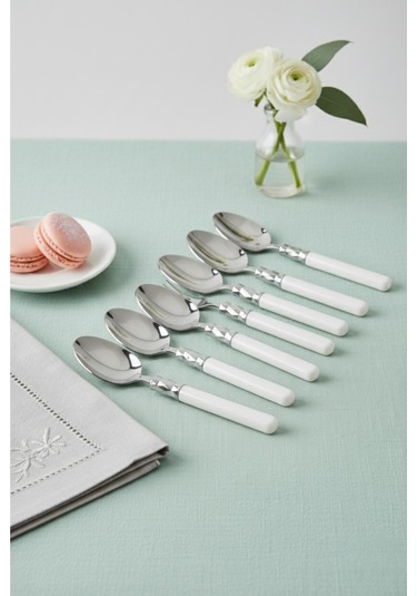 6 Lı Paslanmaz Çelik Soft Beyaz Yemek Kaşığı Seti Beyaz