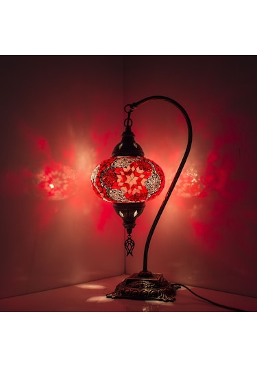 Dekoratif DEVE BOYUNU MOZAİK LAMBA EL YAPIMI BAŞUCU LAMBASI