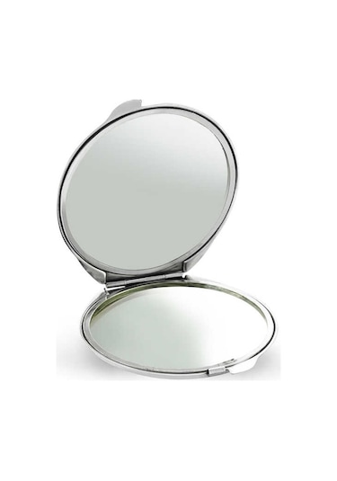 Gümüş Papatya Motifli Kapaklı El Aynası Beyaz