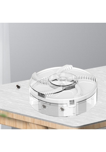 Createtech Suntek Dönen Elektrikli Sinek Kapanı Şarj Edilebilir Beyaz