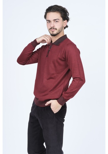 Ateş Triko Erkek Polo Yaka Yün Kazak 6091903 Bordo