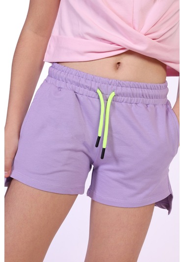 Toontoy Kız Çocuk They Standards Baskılı Şort Lila