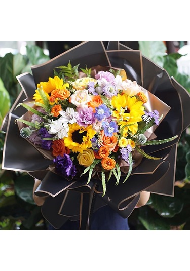 Çiçek Ambalaj Kağıdı - Gri - Altın Kenarlı - Mat Opp 58x58 Cm - 5