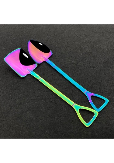 Gümüş 10 Adet Metal Dondurma Kahve Kaşığı Kürek Şekli Çay Kaşığı Öğleden Sonra Çay Tatlı Meyve Uzun Saplı Kaşık Hediye Kutulu Mutfak Gereçleri