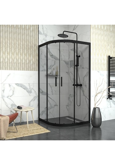 Tekno Duş Black Orion 6mm Füme Cam Oval Duşakabin Füme