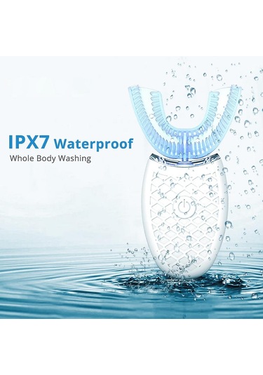 360 Derece Elektrikli Diş Fırçası, Otomatik Ses, U Modu, 4 Modlu Diş Fırçası, Usb Şarj, Diş Beyazlatma, Mavi Işık Elektrikli Diş Fırçası Beyaz