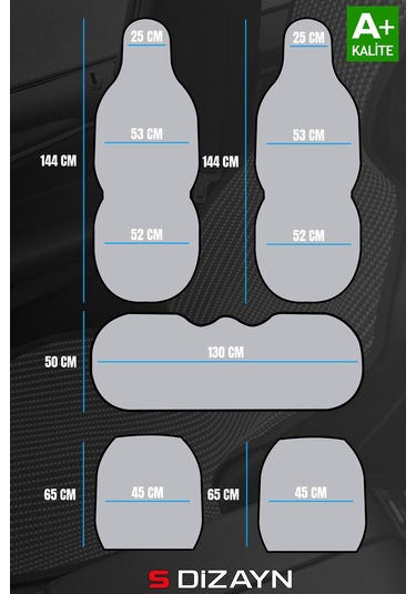 S-dizayn Oto Koltuk Koruyucu Kılıf Set Siyah Universal 2+3 Parça Ön Arka