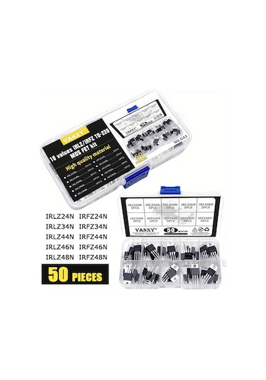 Topnotch 10 Değerli 50 Parça Mos Fet Transistör Kit Irlz24n Irlz34n Irlz44n Irlz46n Irlz48n Irfz24n Irfz34n Irfz44n Irfz46n Irfz48