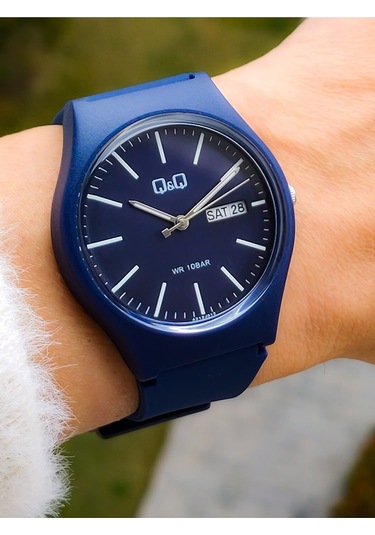Q&Q QCG21212 Lacivert Su Geçirmez Çift Takvimli Unisex Kol Saati