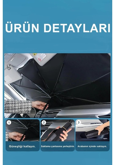 Tüm Araçlar Için Araba Ön Cam Güneşlik Katlanabilir Güneşlik Şemsiye Ön Cam Gölgelik 140cm X 77 Cm