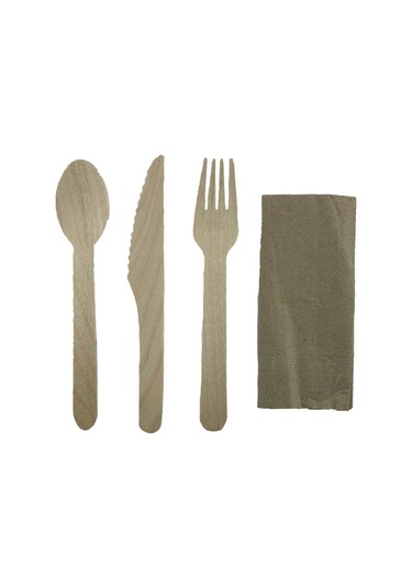 Kag It Kaplı Tahta Çatal-bıc Ak-kas Ik-pec Ete Set 500 Adet Ahşap