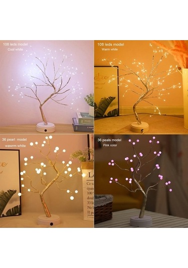 Didadodo Çok Renkli Led Gece Lambası Mini Noel Ağacı Bakır Tel Aydınlatma 108 Leds Çok Renkli