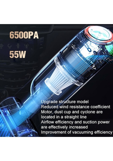 Kablosuz Şarj Araba Elektrikli Süpürge Mini El Yüksek Güçlü Islak Ve Kuru Elektrikli Süpürge, Renk: Siyah