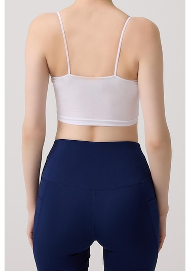 Cottonhill Pamuklu İnce Askılı Kadın Crop Top Büstiyer 2'li Paket Renkli Çok Renkli