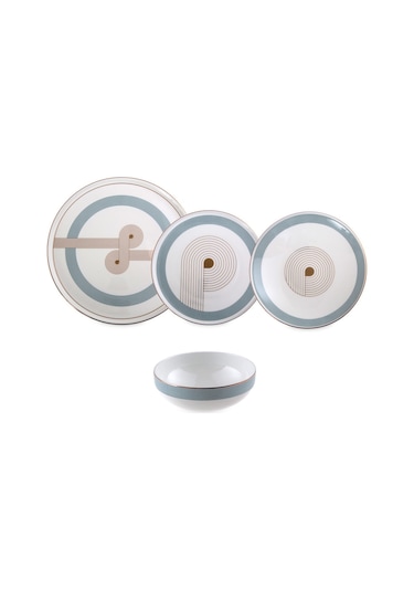 Jumbo Bond 24 Parça 6 Kişilik Yemek Takımı Mavi - Beyaz