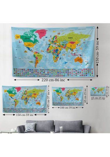 Dekoratif Dünya Haritası Duvar Örtüsü-halısı 3865