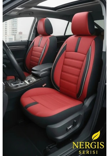 Renault Symbol 2008 2020 Araca Uyumlu Oto Koltuk Kılıfı Tay Tüyü Kırmızı Siyah Renk