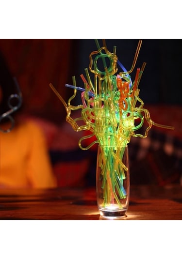 Sones 10 Adet Yaratıcı Plastik Kavisli Pipet, Rastgele Renk Stil Teslimatı