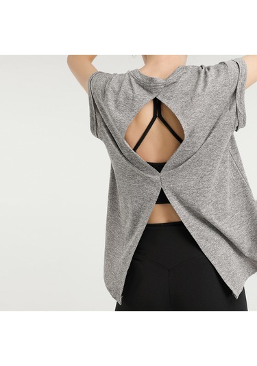 Kangvka Kadın Spor Tişört: Arkası Açık, Bağcıklı, Hızlı Kuruyan, Nefes Alabilir, Yoga Ve Koşu İçin Xl Gri Gri