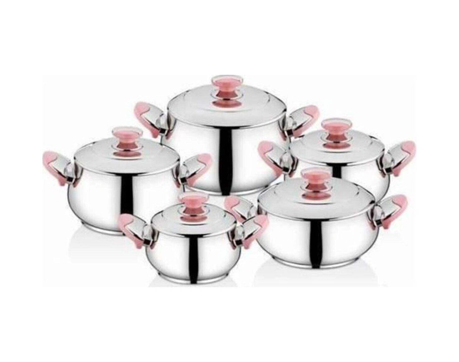 Paslanmaz Çelik Gülistan 10 Prç. Tencere Seti - Tencere Takımı Bakır - Siyah