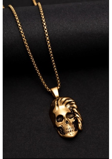 Osmanlı Gümüş Saçlı Kurukafa Model 316 L Paslanmaz Erkek Çelik Kolye