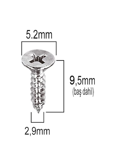 Aletçantam Havşa Başlı Küçük Mini Sac Vida Yhb 2.9x9.5  -500 Adet